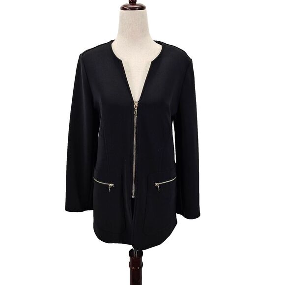Chico's Jackets & Blazers - Chico's Travelers Jacket Womens 0 Full Zip Black Cardigan Work Career Coat EUC